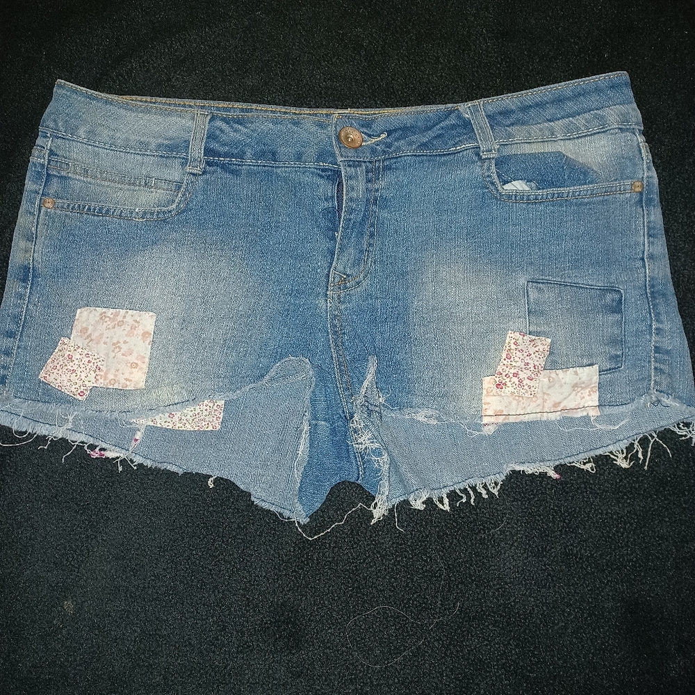 Lei Ashley low-rise patchwork Jean shorts